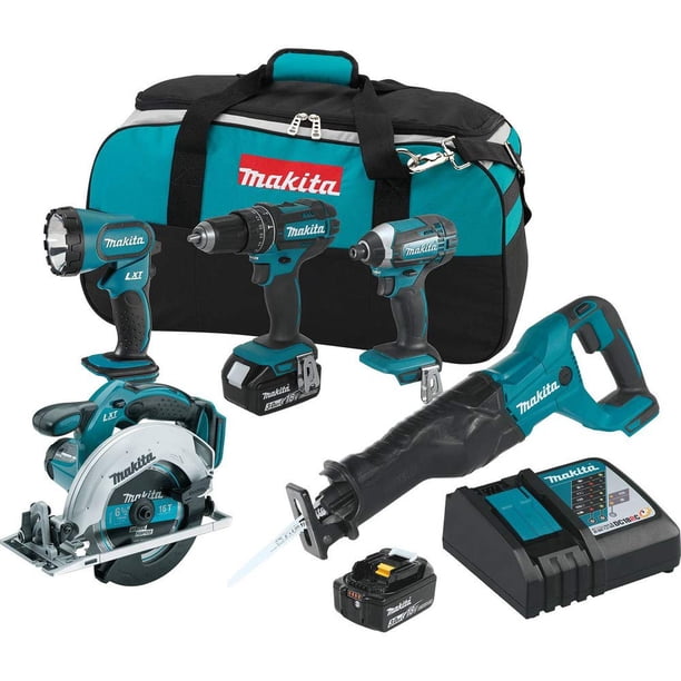 Kit combinado inalámbrico Makita XT505 18V LXT de 5 piezas, 3 Ah