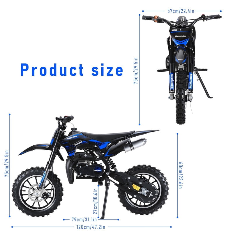 Seipouy 49CC Kids Dirt Bike,2-Stroke Pit Bike,Gas Dirt Bikes Motorcycle,Children Pocket Rocket Bike,Gas Power Off Road Mini Motorcycle with Front/Rear Disc Brake, Dirtbike