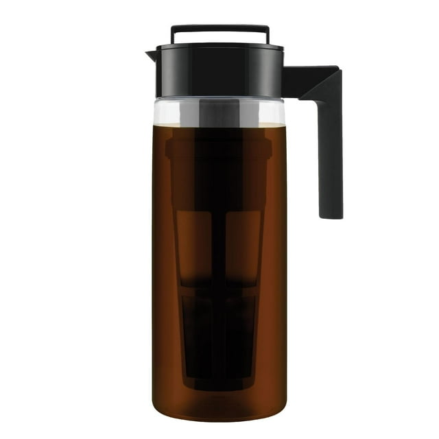 Takeya - Cafetera con cierre hermético y mango de silicona, color negro