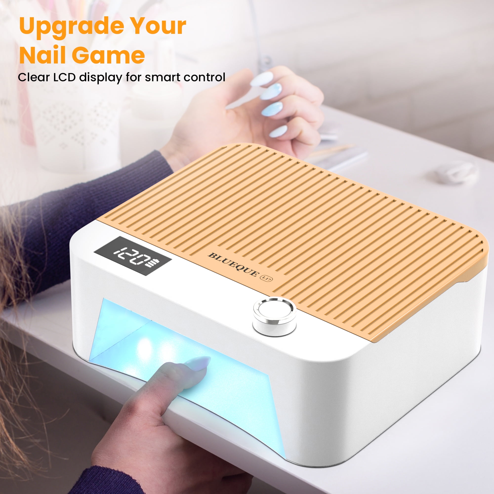 Cordless UV LED Nail Lamp, 60W Rechargeable Nail Dryer Gel Polish Light, Intelligent Auto Sensor LCD Display Nail Lamp  With 4 Timer Setting