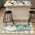 thumbnail image 5 of Fall Thanksgiving Pumpkin Kitchen Rugs Set of 2,Eucalyptus Buffalo Plaid Farmhouse Floor Mats and Rugs Non Skid Washable for Kitchen Home Decor (Green 17"x47"+17"x30"), 5 of 7