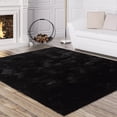 thumbnail image 1 of ZACOO 4' x 6' Black Area Rug Faux Fur Soft Cozy Faux Rabbit Fur Bedside Carpet for Living Room Bedroom Play Room, Rectangle, 1 of 7