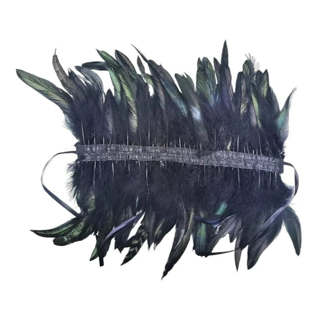 Gargantilla de plumas naturales BLESIY gótica para disfraz de graduación Negro