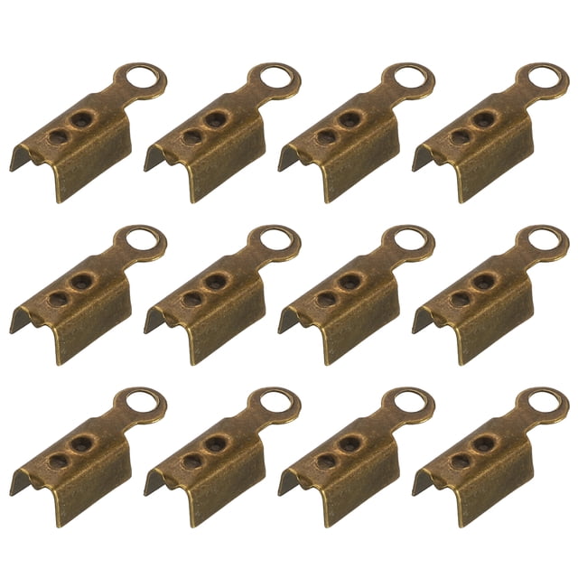 600 Pcs Fold Over Cord Ends, 10.2x2.5mm Ribbon Crimp Ends Cap, Clasp Tips for Leather Craft Making Diy (Bronze)