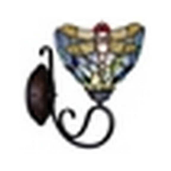 CHLOE Lighting SUNNIVA Dragonfly Tiffany-Style Dark Bronze 1 Light Wall Sconce 8" Wide