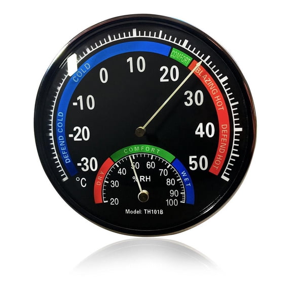 Thermometer Hygrometer Analog Humidity Meter Indoor Thermohygrometer--Black