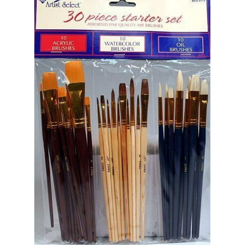 30 Fine Art Paint Brushes for Acrylic, Oil, Watercolors