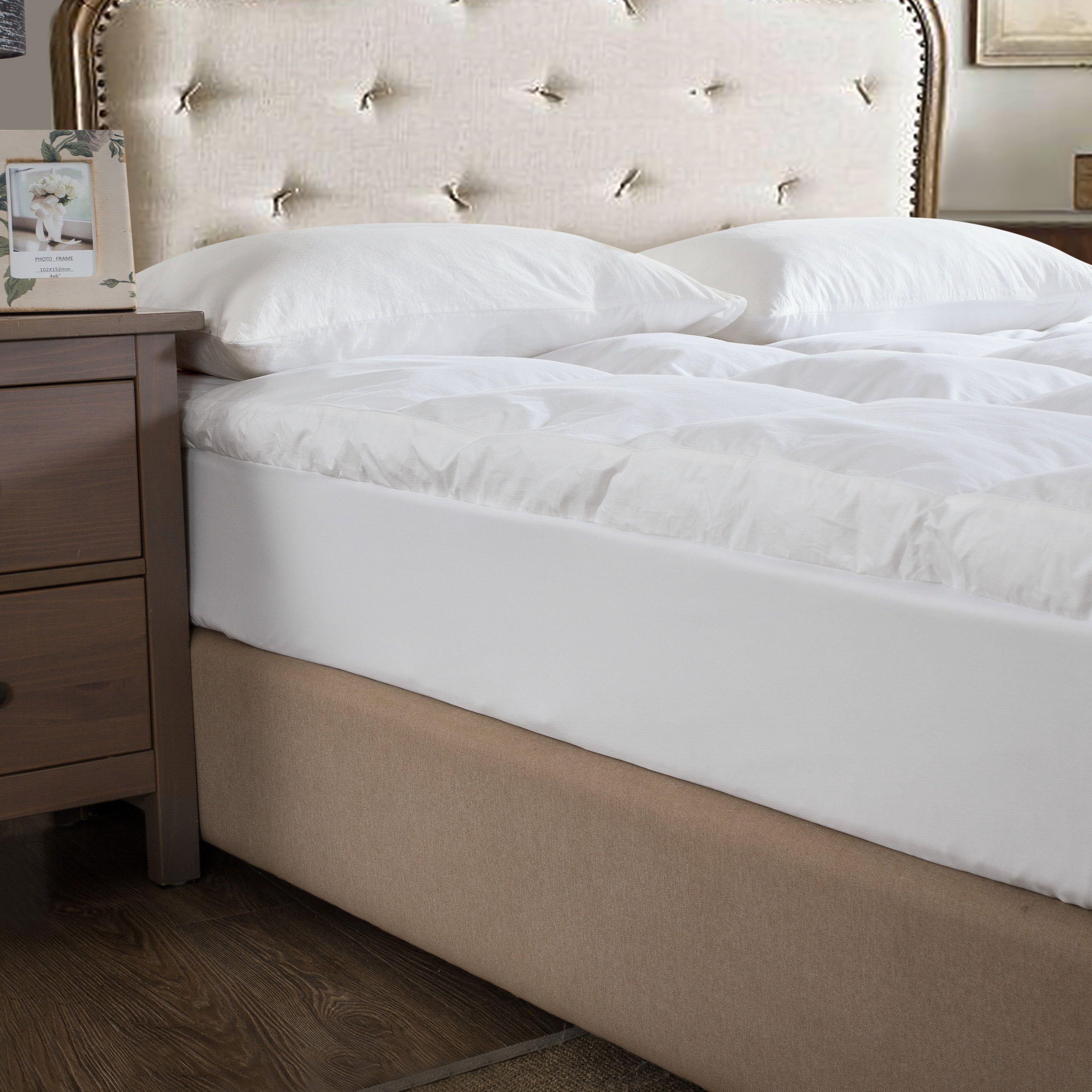 St. James Home Dual Chamber Down Alternative and Nano Feather Mattress Topper - White Queen
