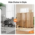 thumbnail image 5 of Jostyle 6 Panel Solid Wood Room Divider Privacy Screen - Freestanding Folding Partition with Leaves Openwork Design, Paulownia Wood Frame Natural, No Assembly for Living Room, Bedroom, Office, 5 of 12
