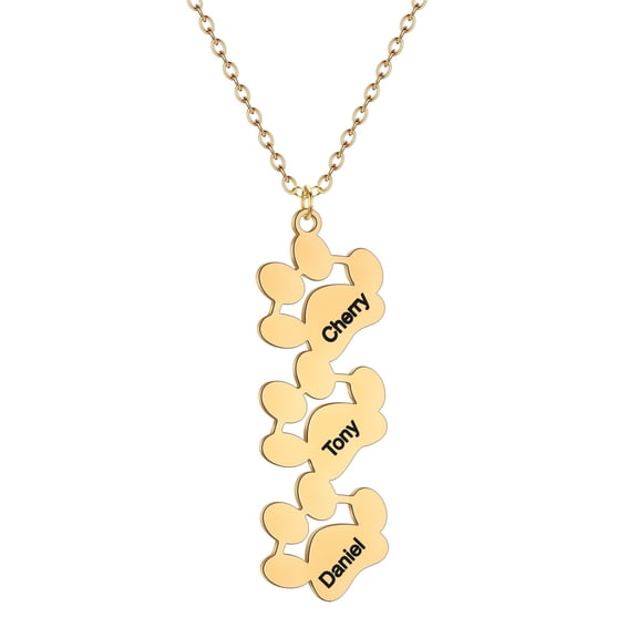 Personalized Custom Dog Cat Paw 1-3 Names Necklace Memorial Jewelry Women Men Gift for Pet Animal Lovers Chain Choker