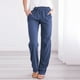 thumbnail image 1 of ICHUANYI Clearance Women Casual Cotton And Linen Solid Drawstring Elastic Waist Long Straight Pants(Blue, S) Ichuanyi Ichuanyi, 1 of 7