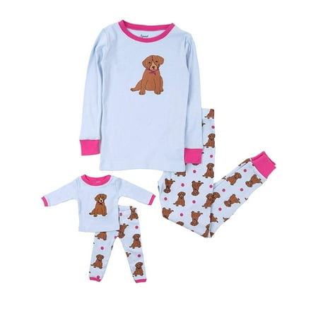 Dog Pajamas Pjs - Leveret Kids & Toddler Pajamas Matching Doll & Girls Pajamas 100% Cotton Pjs Set (Puppy Dog, Size 3 Toddler)