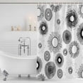 thumbnail image 2 of Polyester Fabric Geometric Black Shower Curtain, Abstract Grey White Boho Circle Dot Waterproof Bathtub Curtain Bathroom Decor Set with Hooks 72 x 84 Inches, 2 of 6