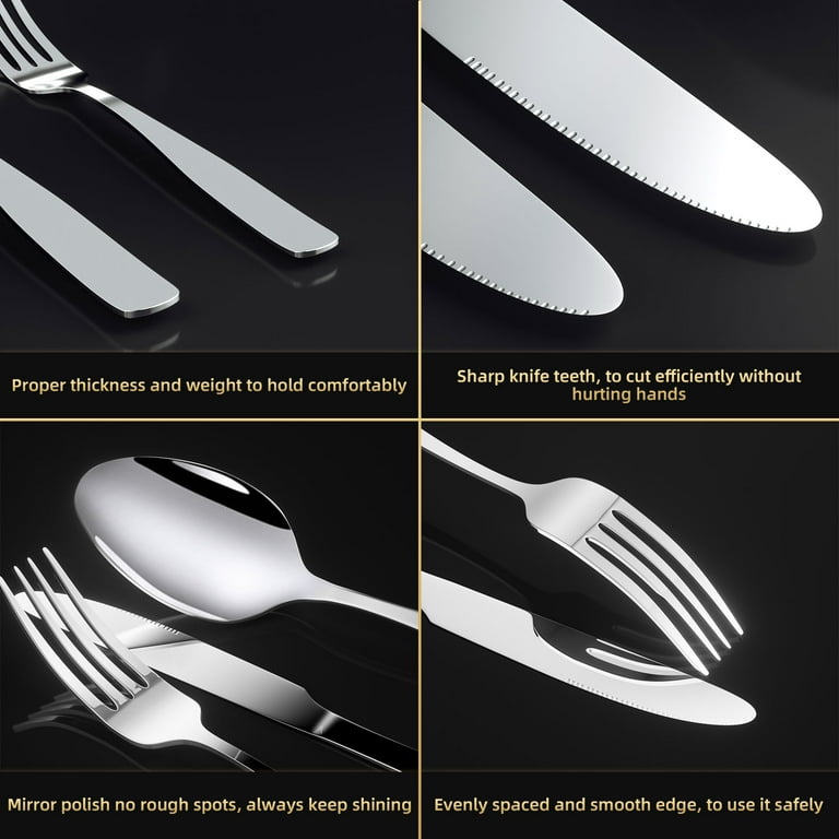 TINANA Silverware Set, 30 PCS Flatware for 6, Mirror Polished