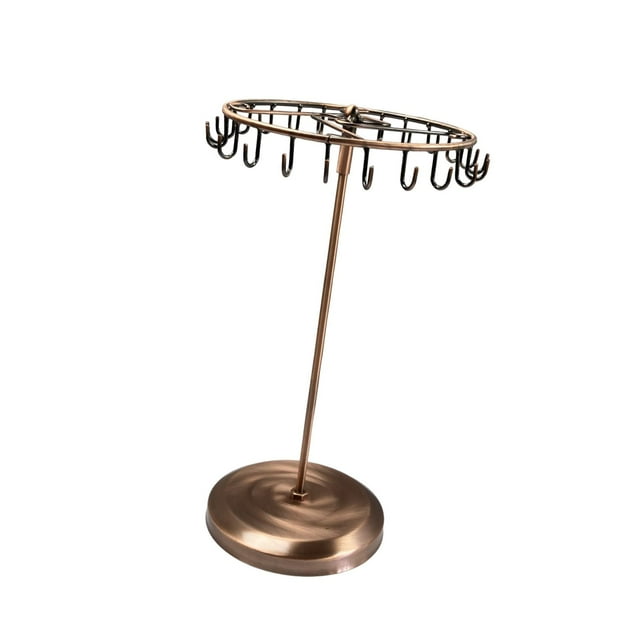 Soporte giratorio para joyería, soporte para presentación de joyería para pendientes, muestra anillo de joyería Marrón