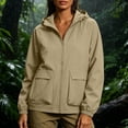 thumbnail image 6 of LEAVINGSUO Rain Jacket Women Waterproof Lightweight Casual Top Windproof Hooded Jacket Versatile Long Sleeved Coat Khaki XL, 6 of 9