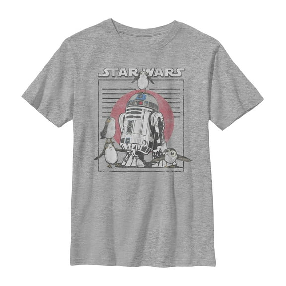Boy's Star Wars The Last Jedi R2-D2 Porg Party Graphic Tee Athletic Heather Large