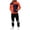 Orange, variant on Lyrehush Casual Outfits for Men Color Block Pullover Hooded Sweatshirt with Jogger Pants Tracksuits