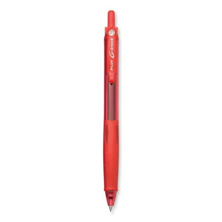 Pilot G-Knock BeGreen Gel Pen, Retractable, Fine 0.7 mm, Red Ink, Red Barrel, Dozen, Each