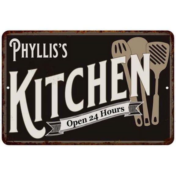 Phyllis's Kitchen Sign Metal Wall 8 x 12 High Gloss Metal 208120019096