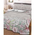 thumbnail image 3 of Quilts Twin-XL Size Bedding Set, Summer Beach Lightweight Quilted Comforter, Pink Starfish Ocean Conch Grey Wood Grain Soft Reversible Bedspread Coverlet with Pillow Covers for All Season, 68" x 98", 3 of 7