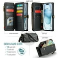 thumbnail image 4 of for iPhone 13 Full Body Protection Wallet Folio Flip Case, Shoulder Strap & Wristlet Card Slots Zipper Pocket RFID Blocking Rugged Durable PU Leather Phone Case Cover, Black, 4 of 10