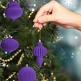 thumbnail image 7 of FEOLGEHLY 4 Pcs Large Velvet Christmas Ball Ornaments Set, Vintage Shatterproof Plastic Christmas Ball Ornaments, Flocked Hanging Decoration for Xmas Tree Party Wedding Home Decor, Purple, 7 of 7