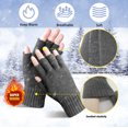 thumbnail image 2 of EvridWear Mens Thermal Winter Gloves Touch Screen Glove Driving Texting for Cold Weather (Half Finger- Dark Gray*3), 2 of 5