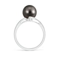 thumbnail image 2 of Angara Solitaire Tahitian Cultured Pearl Bypass Split Shank Ring in 14K White Gold for Women | June Birthstone Jewelry for Her, 2 of 8