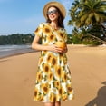 thumbnail image 4 of Bingfone Modern Elegant Sunflower Print Women’s Short Sleeve Dress, Comfortable Casual Dress, Stylish Summer Dress with Stretchy Fit for Daily Wear, 4 of 6