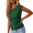 thumbnail image 6 of Blouses for Women Dressy Casual Sleeveless Top Soft Ruched Asymmetrical T Shirt for Women Summer Blouses for Women Slim Fit Tank Top Women's T Shirts Blackish Green S Summer Sales Under $5, 6 of 7