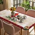 thumbnail image 3 of Christmas Cardinal Table Cloths for 4 Foot Rectangle Tables, Winter Red Bird Vintage Xmas Berry Leaf Patio Waterproof Elastic Fitted Tablecloths, Washable Rectangular Table Cover for Camping, 3 of 8