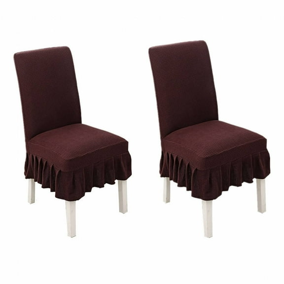 AUQ 2Pcs Chair Seat Covers,Velvet Fabric Chair Covers for Dining,Protects Chairs Dining Chair Slipcovers,Brown
