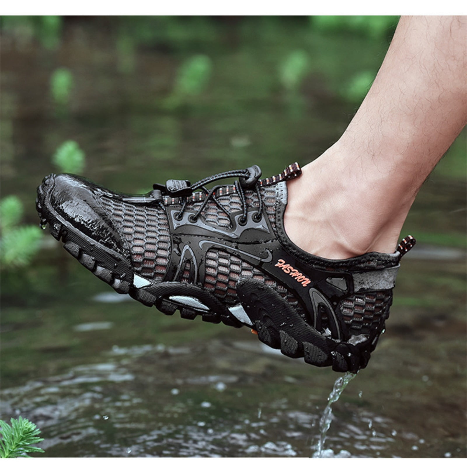 Mens Water Shoes Quick Dry Breathable Mesh Hiking Aqua Shoes Non Slip Outdoor Beach River Trekking Shoes