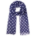 thumbnail image 1 of INSPIRAR CHIC Bufanda de Chiffon con Lunares de los Años 50 para Mujeres, Chal de Cabeza Largo Suave y Ligero Retro para Todas las Temporadas 70.9"x27.6" Azul Marino, 1 of 6