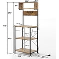 thumbnail image 3 of Bakers Rack with Power Outlet, 4-Tier Kitchen Storage Cart, Microwave Stand with 10 Hooks & Adjustable Shelves, Coffee Bar Station (Industrial Rustic), 3 of 8