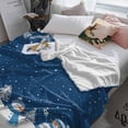 thumbnail image 3 of Christmas Snowman Throw Flannel Blanket 32x48In Winter Deep Blue White Snowflakes Super Soft Cozy Bed Blanket, Lightweight Plush Fuzzy Bed Throw for Bedroom Sofa Couch Living Room, 3 of 4