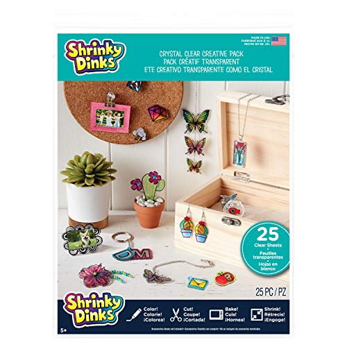 Shrinky Dinks Creative Pack, 25 Sheets Crystal Clear, Kids Art and Craft Activity Set, by Just Play