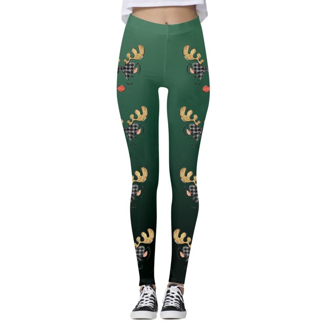 WILLBEST Leggings con Estampado de Renos Navideños para Mujer, Cómodos Pantalones Deportivos Ajustados de Yoga, Ropa Deportiva para Las Vacaciones, Pantalones Deportivos Bonitos Extra Grande