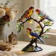 thumbnail image 5 of Bird Branch Figurine, Stained Glass Acrylic Decor, Colorful 3 Bird Art, Tabletop Ornament for Home Office Shelf, 5 of 6