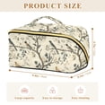 thumbnail image 4 of FORMRS Makeup Bag Travel Cosmetic Organizer for Women Fold Flat Zipper Pouch with Handle, Beige Birds, 4 of 8
