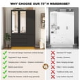 thumbnail image 3 of 75" Tall 3 Doors Armoire Wardrobe Closet with  3 Drawers and Mirror, Large Wardrobe Closet for Bedroom with LED Lights, Wooden Armoire Storage Cabinet with Hanging Rod, Adjustable shelves (Black), 3 of 11
