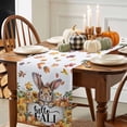 thumbnail image 4 of Fall Table Runner Thanksgiving Hello Fall Bunny Table Runners Rabbit Pumpkin Maple Leaves Cotton Linen Dresser Scarf Kitchen Dining Table Decor for Fall Holiday Party Decor 13x36 Inch, 4 of 9