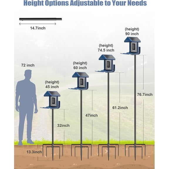 Bird Feeder Pole Stand – 90 Inch Height Feeding Station with 1-Inch Dia Heavy Duty for Hanging Feeders, Bird House Pole Mount Kit for Outdoor, Slip-Fit Connection, Black