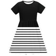thumbnail image 7 of Spazoro Kids Girls A Line Dresses, Short Sleeve Striped New Style Stretchy Wrinkle Princess Dress for Child Girls Black Size 7 T, 7 of 7