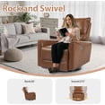 thumbnail image 6 of Brown Leather Swivel Rocker Recliner Chair for Adults, Glider Rocking Chair for Nursery, Small Recliner Chair for Small Spaces, RV, Living Room, 6 of 8