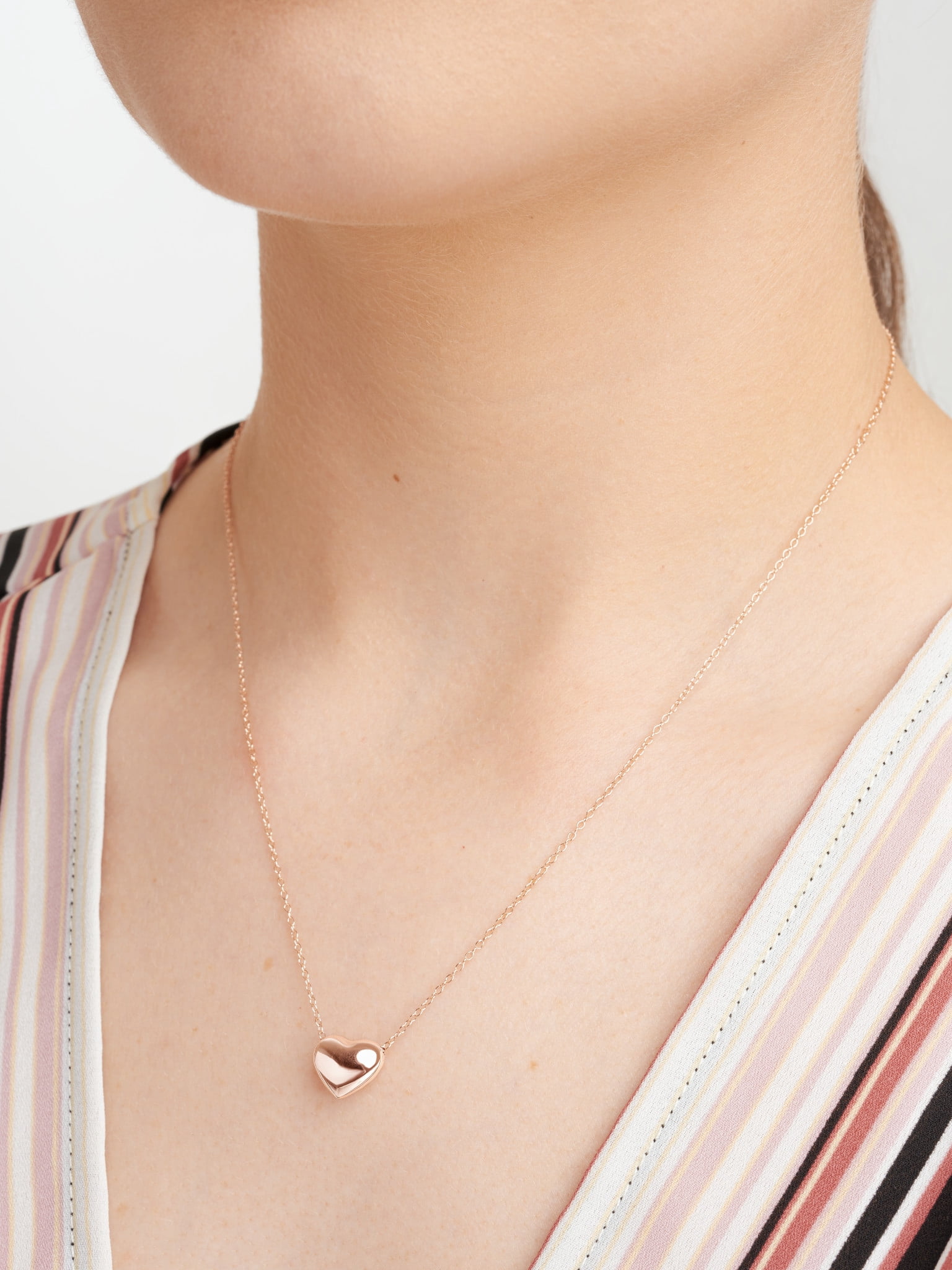 Forever Facets Puffed Heart 18" Pendant Necklace in 18k Plated Sterling Silver, Adult Female