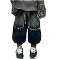 thumbnail image 2 of Spazoro Toddler Boys Jeans, Elastic Waist Baggy Straight Leg Fashion with Pockets Denim Pants Gray Size 1-10, 2 of 3