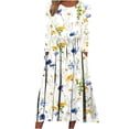 thumbnail image 1 of Otoño e invierno de mujer casual cuello redondo manga larga plegable sólido con vestidos de bolsillo Fridja yut2272, 1 of 5