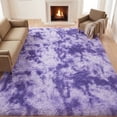 thumbnail image 5 of Nefoso Shag Area Rug, 4ft x 6ft Soft Fluffy Tie-Dye Area Rugs for Living Room Bedroom Decor Carpet, Purple, 5 of 13